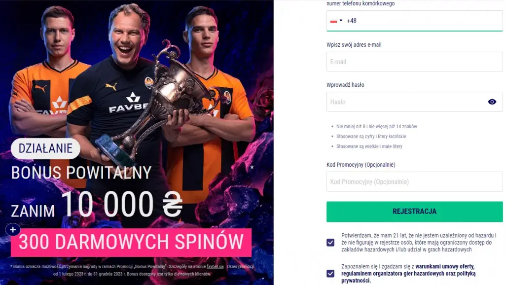 Bonusy bez depozytu w kasynie Favbet Polska